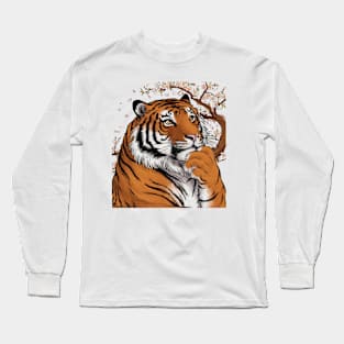 Wistful Tiger Japanese Art Print Long Sleeve T-Shirt